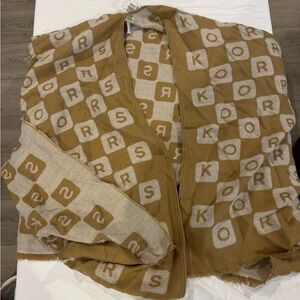 Michael Kors Mustard and Cream Logo Knit Cardigan